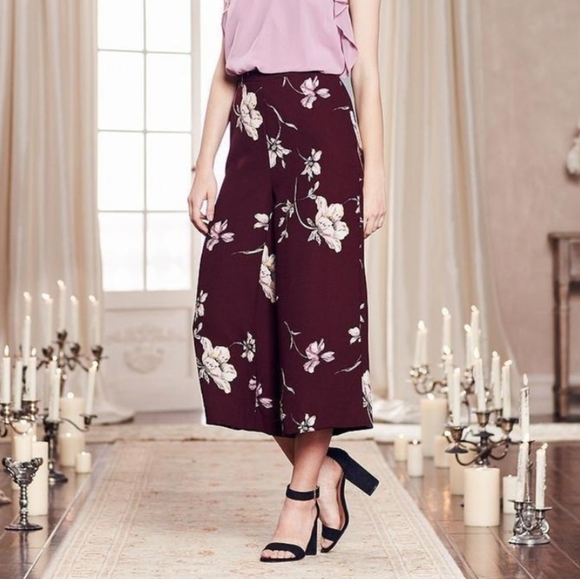 LC Lauren Conrad Pants - Lauren Conrad | Wine Cropped Culottes Pants